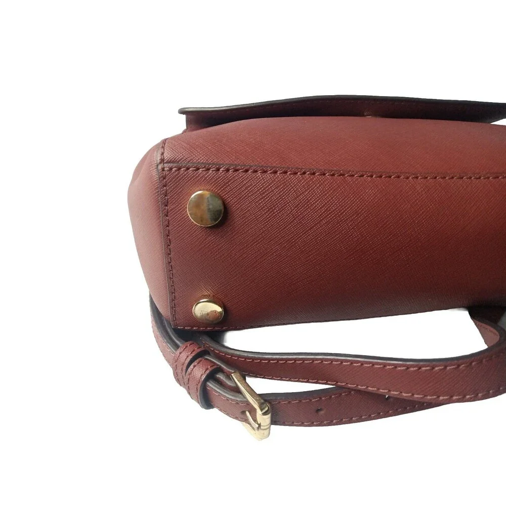 Michael Kors Women's Ava Top Handle Leather Satchel Reddish Brown Handbag